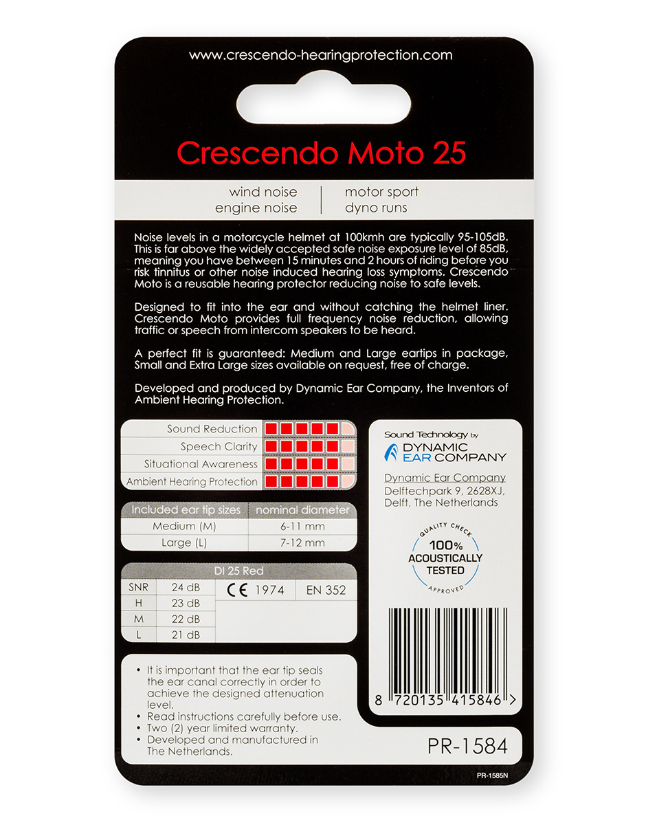Crescendo - Moto 25 öronproppar för motorcykel
